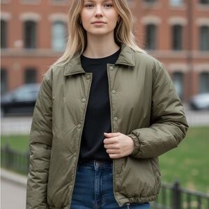 Oak + Fort Olive Padded Coach Jacket XS Utility